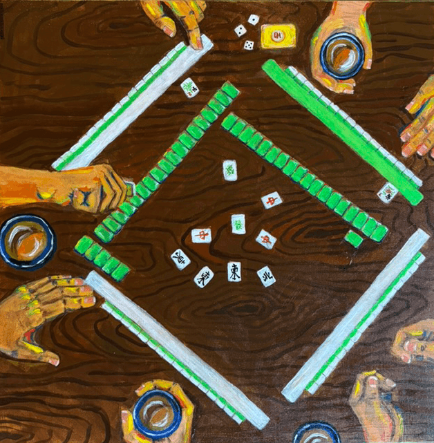 Mahjong!, 2025 — acrylic on canvas, by Melanie Chen