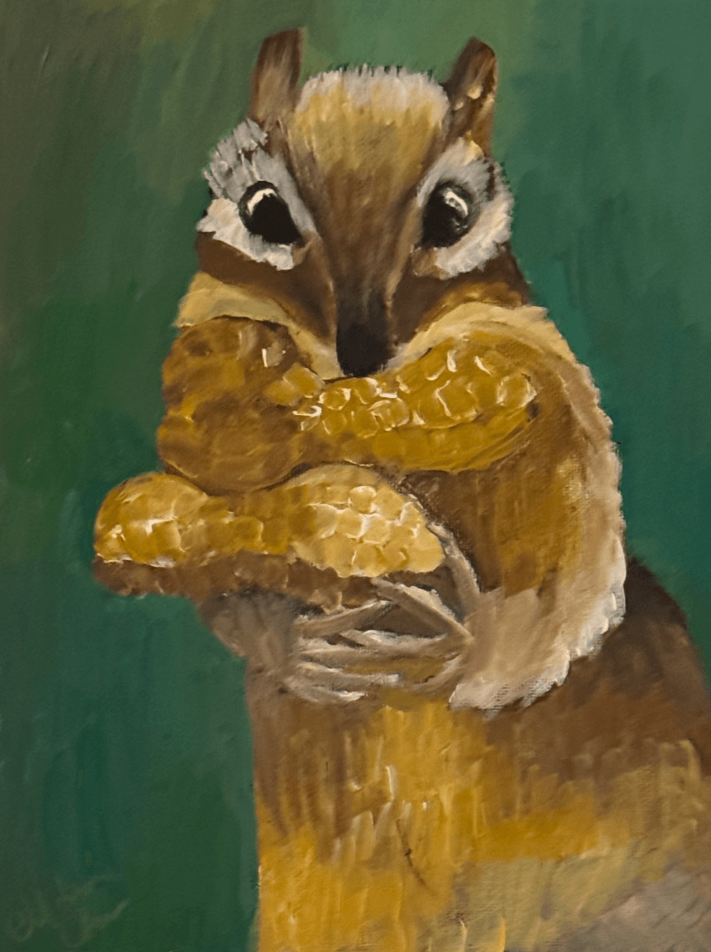 Squirrel with Nut Study, 2022 — acrylic on canvas, by Melanie Chen